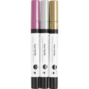 Dekorationstusch, streg 8 mm, Indhold kan variere, metallicfarver, 3 stk./ 1 pk.