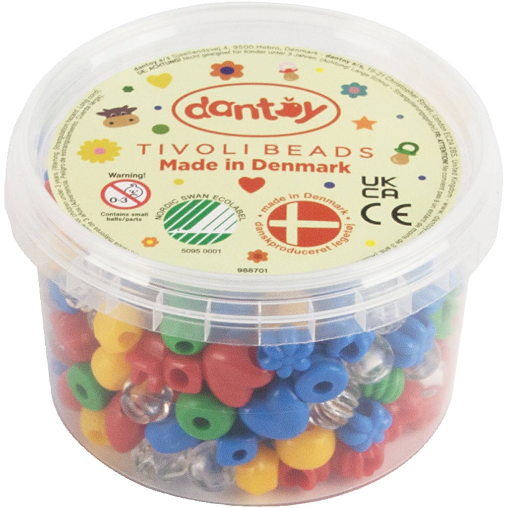 dantoy perler, diam. 5-8 mm, hulstr. 4 mm, ca. 280 ass., ass. farver, 280 stk./ 1 pk.