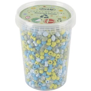 dantoy perler, Genbrugsplast, diam. 5-8 mm, hulstr. 4 mm, ca. 1580 stk., blå/grøn harmoni, 720 g/ 1 pk.
