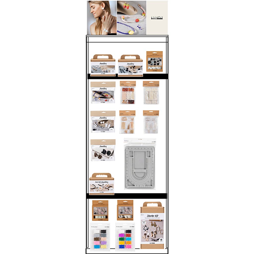 Gulvdisplay, usamlet, Category, Smykkeler, voksen, H: 1580 mm, L: 600 mm, B: 400 mm, 97 enh./ 1 stk.