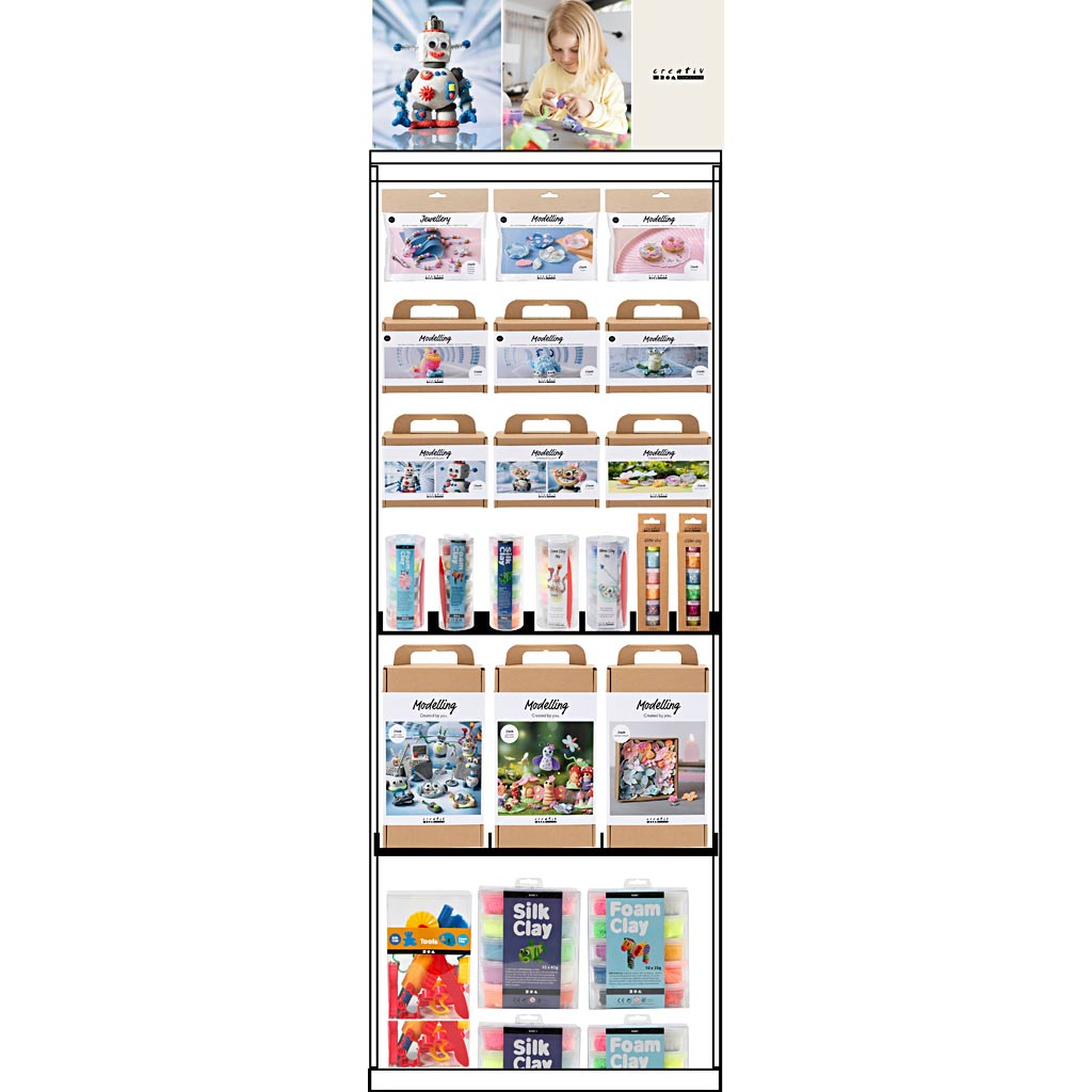 Gulvdisplay, usamlet, Category, Modellering til børn, H: 1580 mm, L: 600 mm, B: 400 mm, 96 enh./ 1 stk.