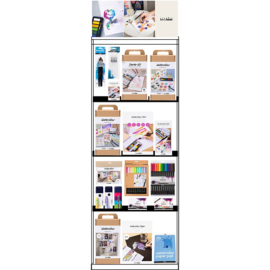 Gulvdisplay, usamlet, Category, Akvarel, voksen, H: 1580 mm, L: 600 mm, B: 400 mm, 176 enh./ 1 stk.