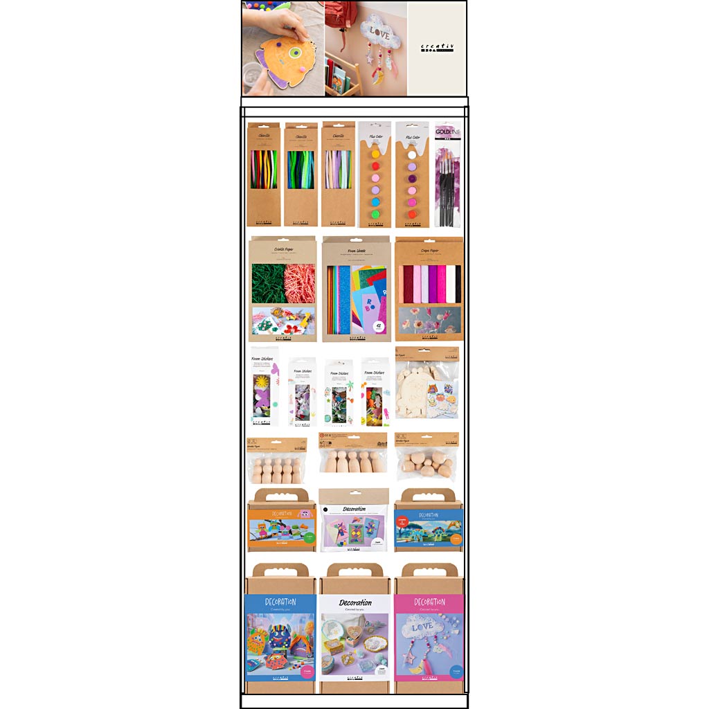 Gulvdisplay, usamlet, Category, Kids decoration, H: 1580 mm, L: 600 mm, B: 400 mm, 130 enh./ 1 stk.