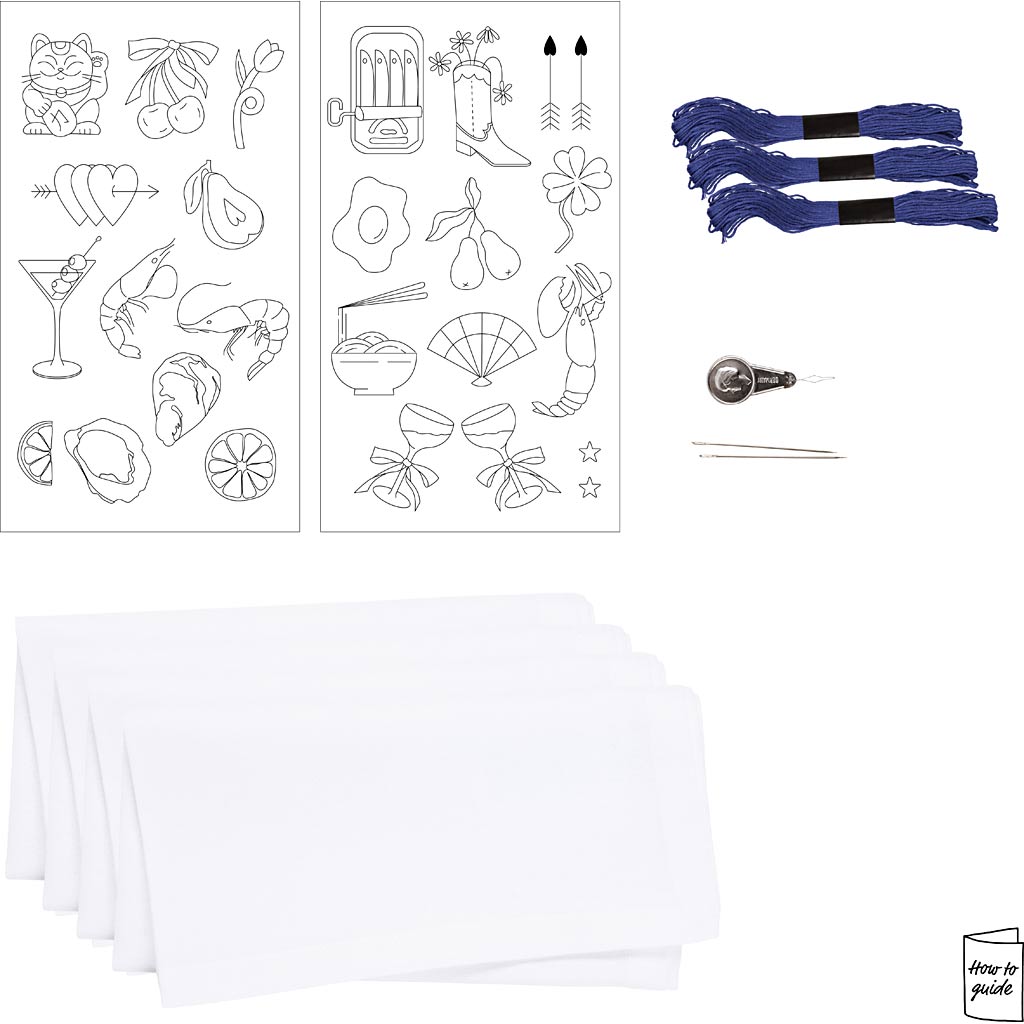 DIY Kit Broderi, servietter, off white, 1 pk. - Image 4