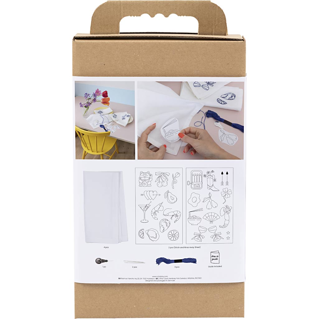 DIY Kit Broderi, servietter, off white, 1 pk. - Image 2