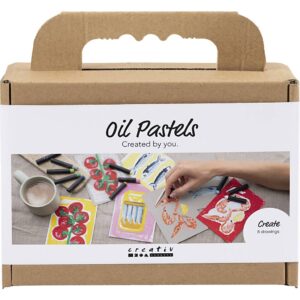 Mini DIY Kit Oliepastel, Fisk og skaldyr, grå, hvid, 1 pk.