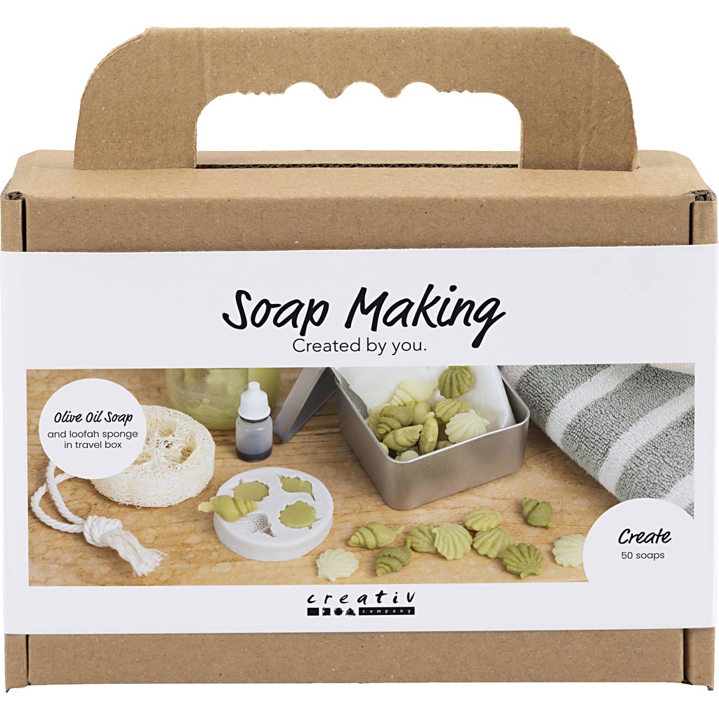 Mini DIY Kit Sæbefremstilling, Strandskaller, olivengrøn, 1 pk.