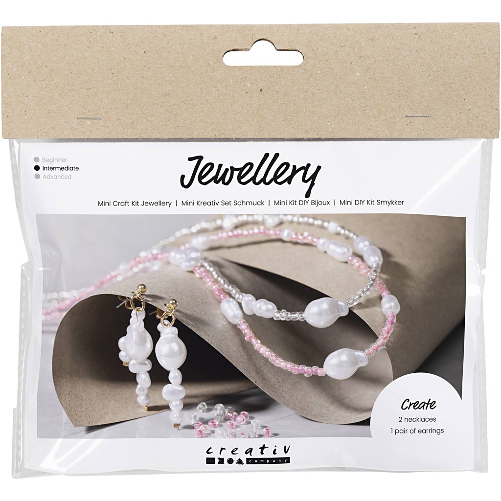 Mini DIY Kit Smykker, Halskæder og øreringe, glans, 1 pk.