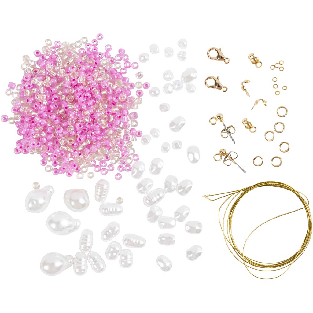 Mini DIY Kit Smykker, Halskæder og øreringe, glans, 1 pk. - Image 3