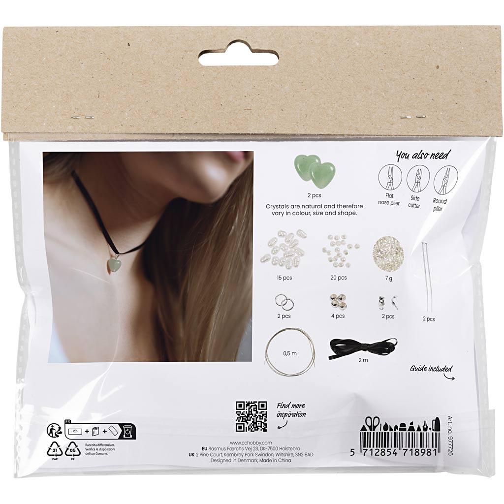 Mini DIY Kit Smykker, Aventurin hjerte, klar, 1 pk. - Image 2