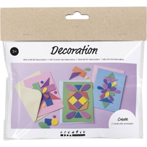 Mini DIY Kit Dekoration, Dekorerede kort, blå, grøn, pink, 1 pk.