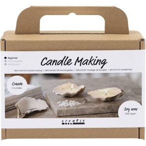 Mini DIY Kit Lysstøbning, Soyalys i østersskaller, off white, 1 pk.