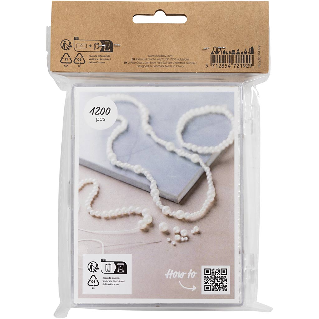 DIY Mix Smykker, Halskæde og armbånd, ca. 1200 stk., hvid perlemor, 1 pk. - Image 3