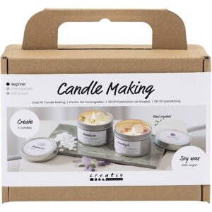Mini DIY Kit Lysstøbning, Soyalys med aventurin og aventyst, creme, off white, 1 pk.
