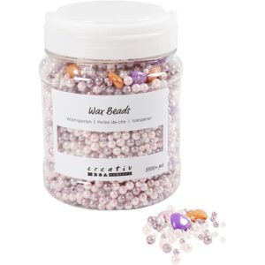 Voksperler, hulstr. 1,3-2,5 mm, ca. 5500 stk., pastelorange, soft rosa, lys lilla, perlemor, 425 g, 700 ml/ 1 ds.
