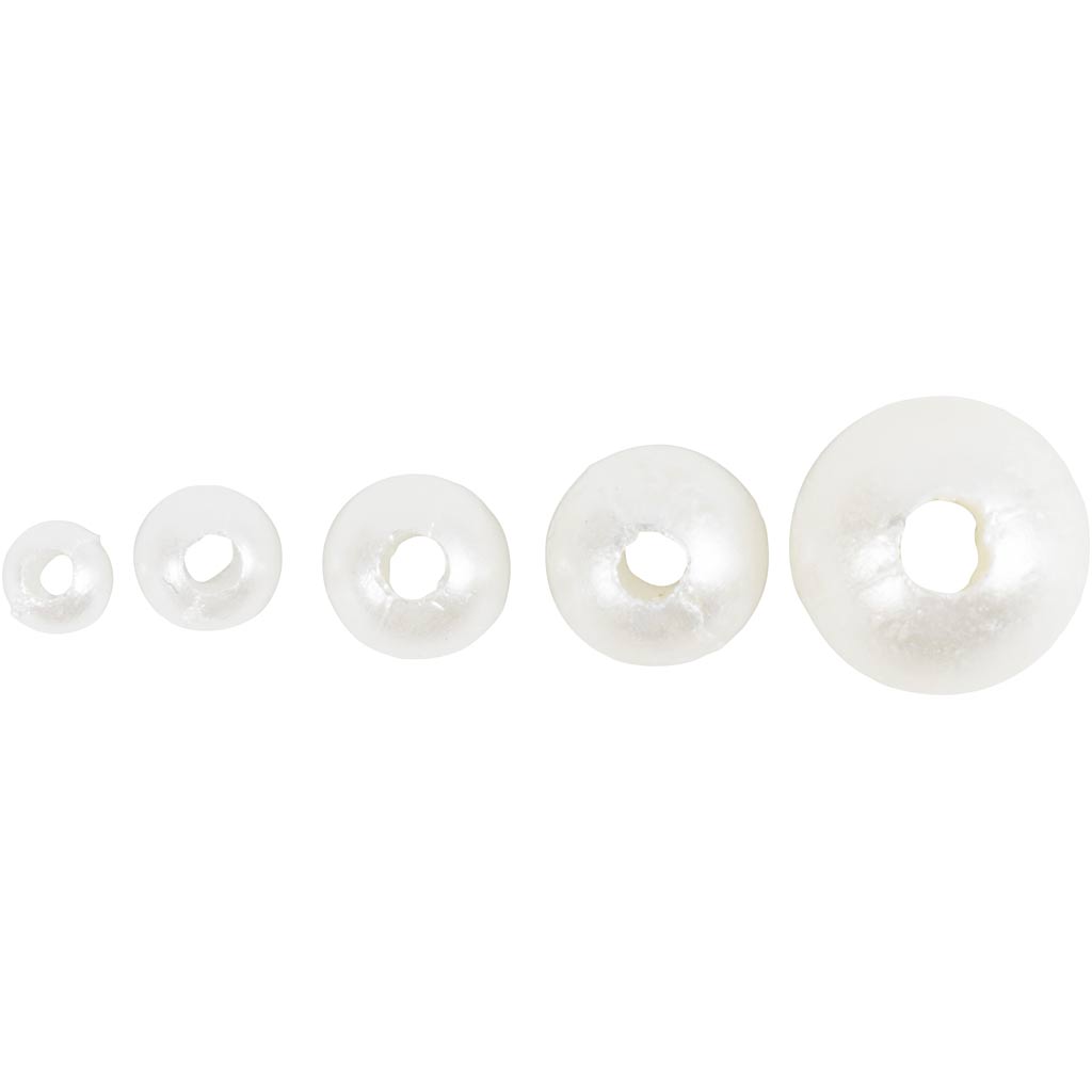 Voksperler, diam. 3-8 mm, hulstr. 1,3-2,5 mm, ca. 5000, hvid perlemor, 430 g, 700 ml/ 1 ds. - Image 4