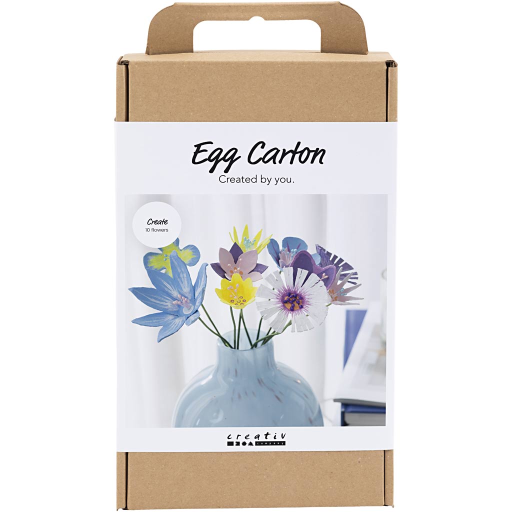 DIY Kit Æggebakkeblomster, pastelfarver, 1 pk.