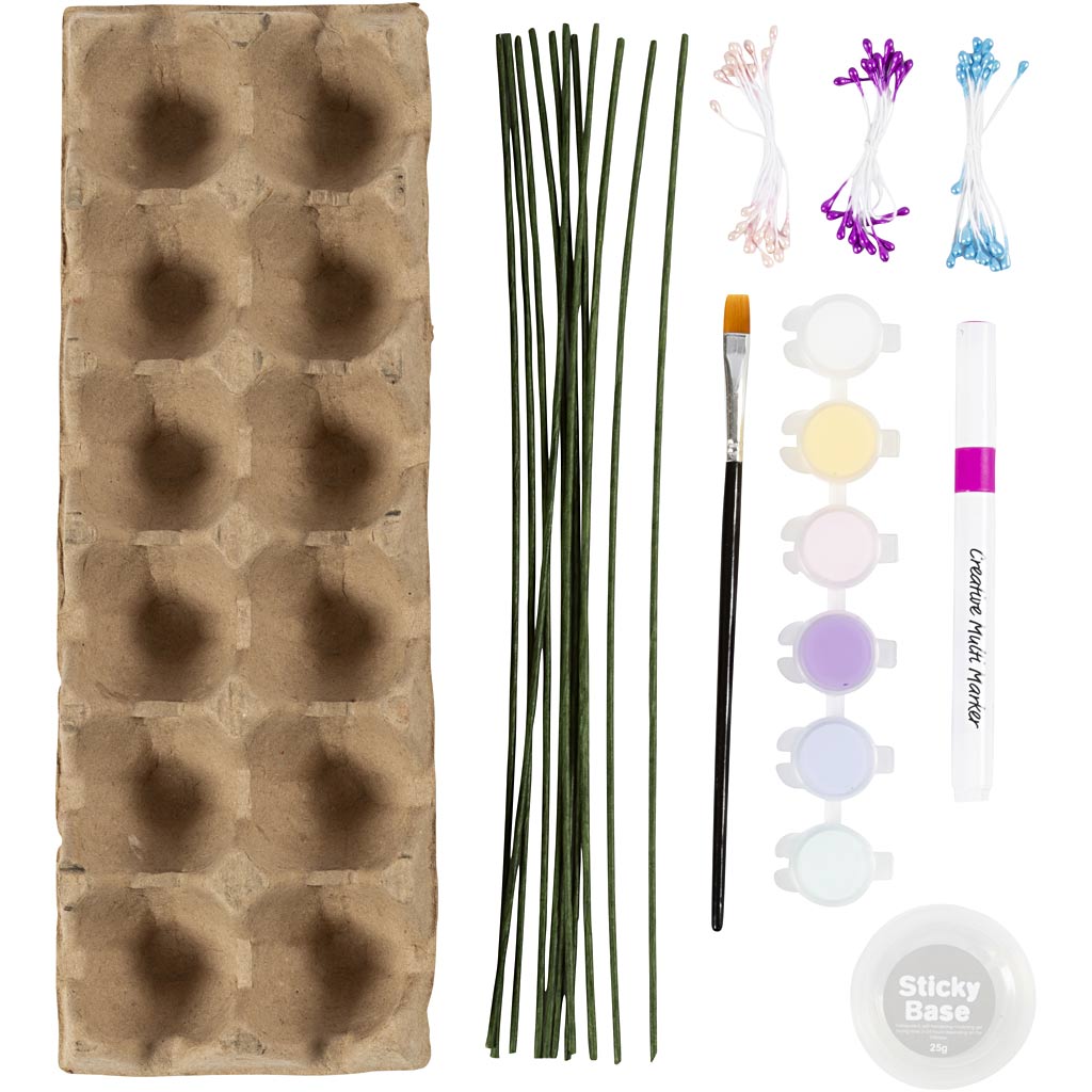 DIY Kit Æggebakkeblomster, pastelfarver, 1 pk. - Image 4