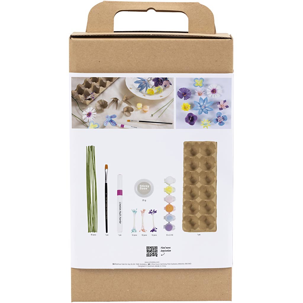 DIY Kit Æggebakkeblomster, pastelfarver, 1 pk. - Image 2