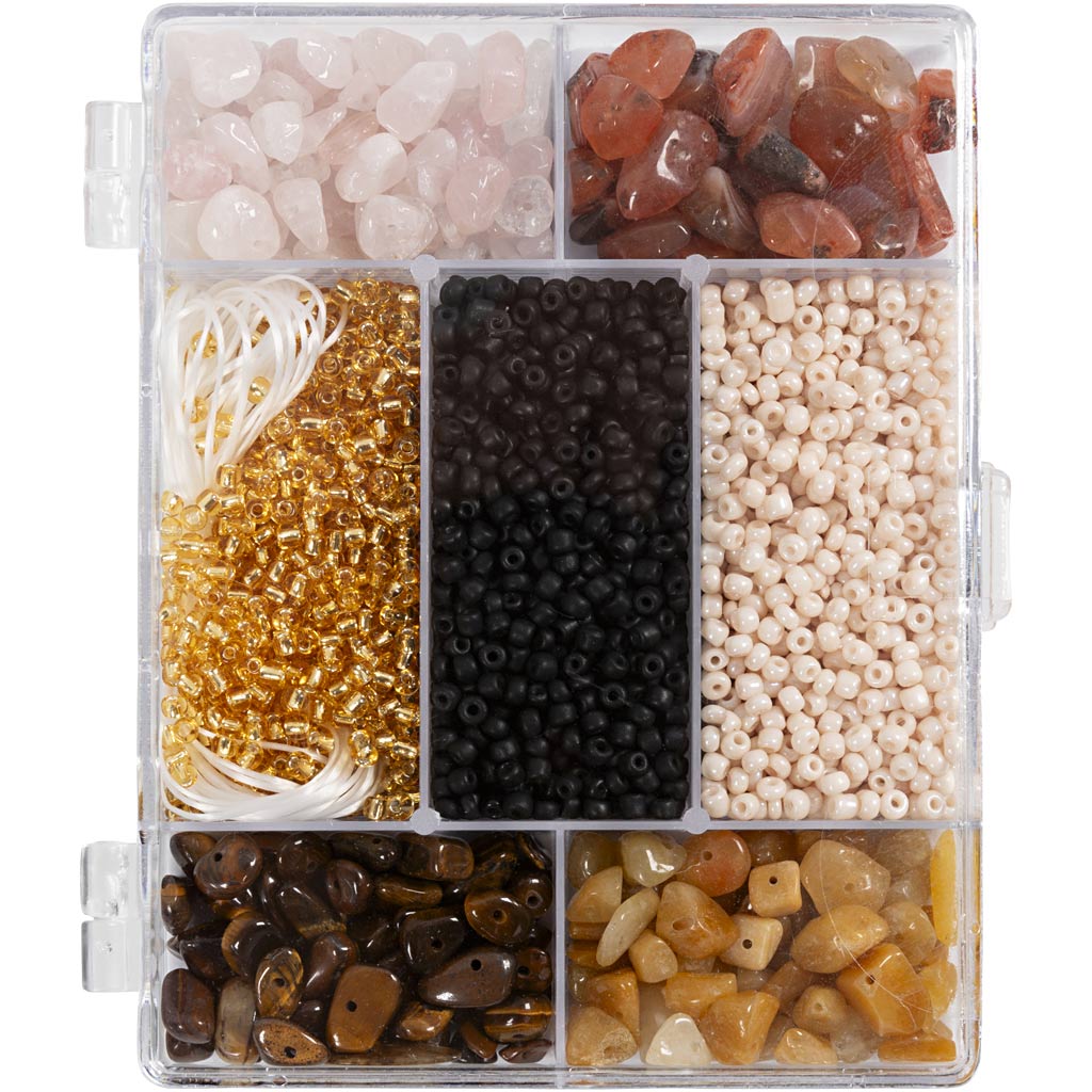 DIY Mix Smykker, Krystaller, str. 2,6-10 mm, hulstr. 0,8-1,2 mm, ca. 2520 stk., ass. farver, 1 pk.