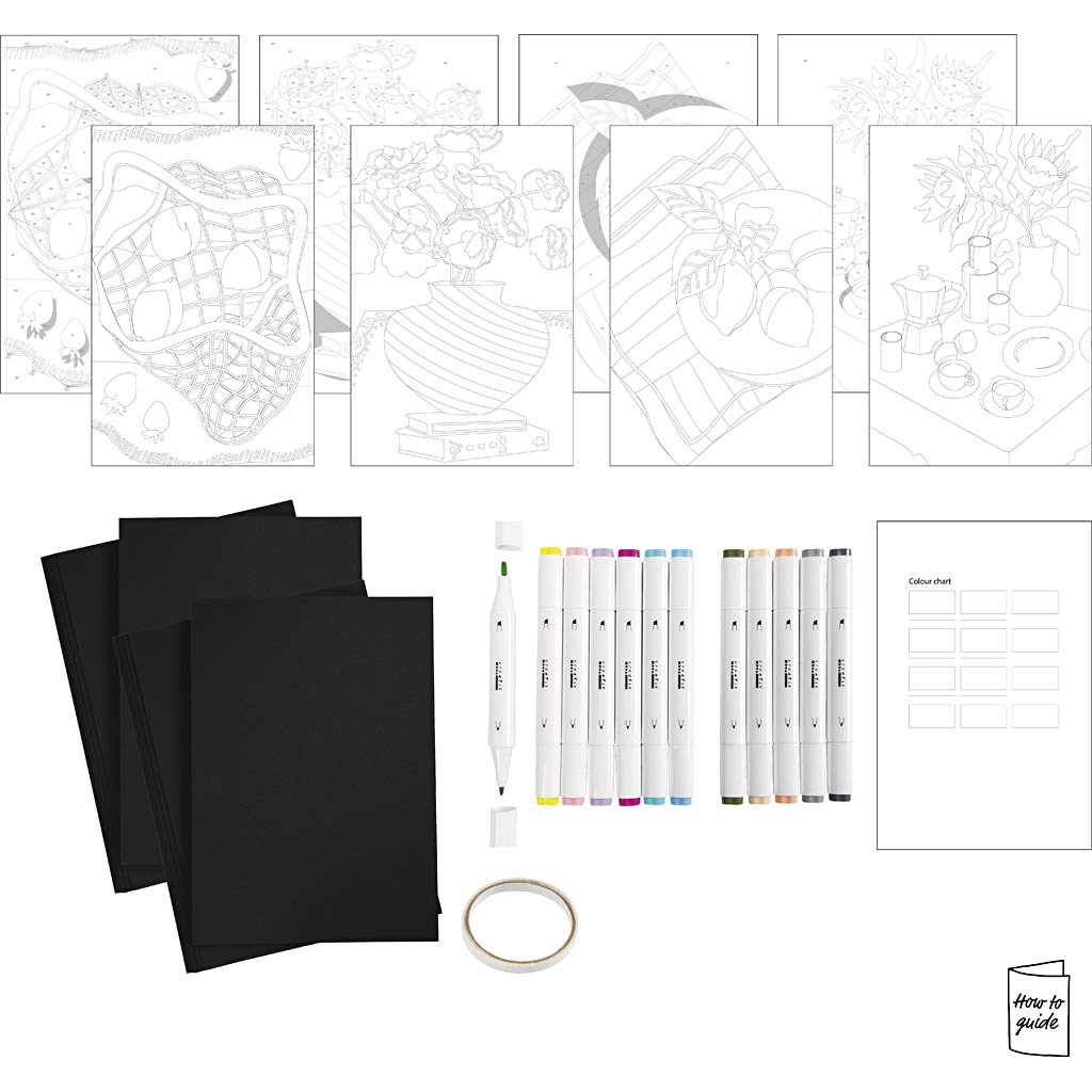 DIY Kit Farvelægning, Paint by numbers, markers, 1 pk. - Image 4