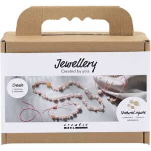 Mini DIY Kit Smykker, Halskæde og armbånd, pink, 1 pk.