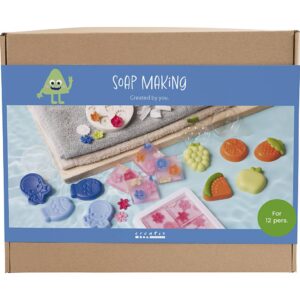 Gruppe DIY Kit Sæbefremstilling, blå, grøn, orange, pink, 1 pk.