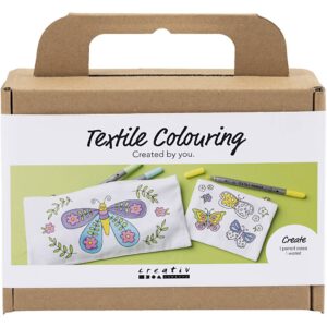 Mini DIY Kit Tekstildekoration, Sommerfugl, pastelfarver, 1 pk.