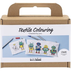 Mini DIY Kit Tekstildekoration, Robot, primærfarver, 1 pk.