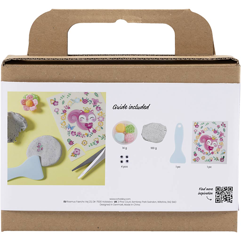 Mini DIY Kit Modellering, Sten med insekt, grå, lys pink, lys turkis, 1 pk. - Image 2