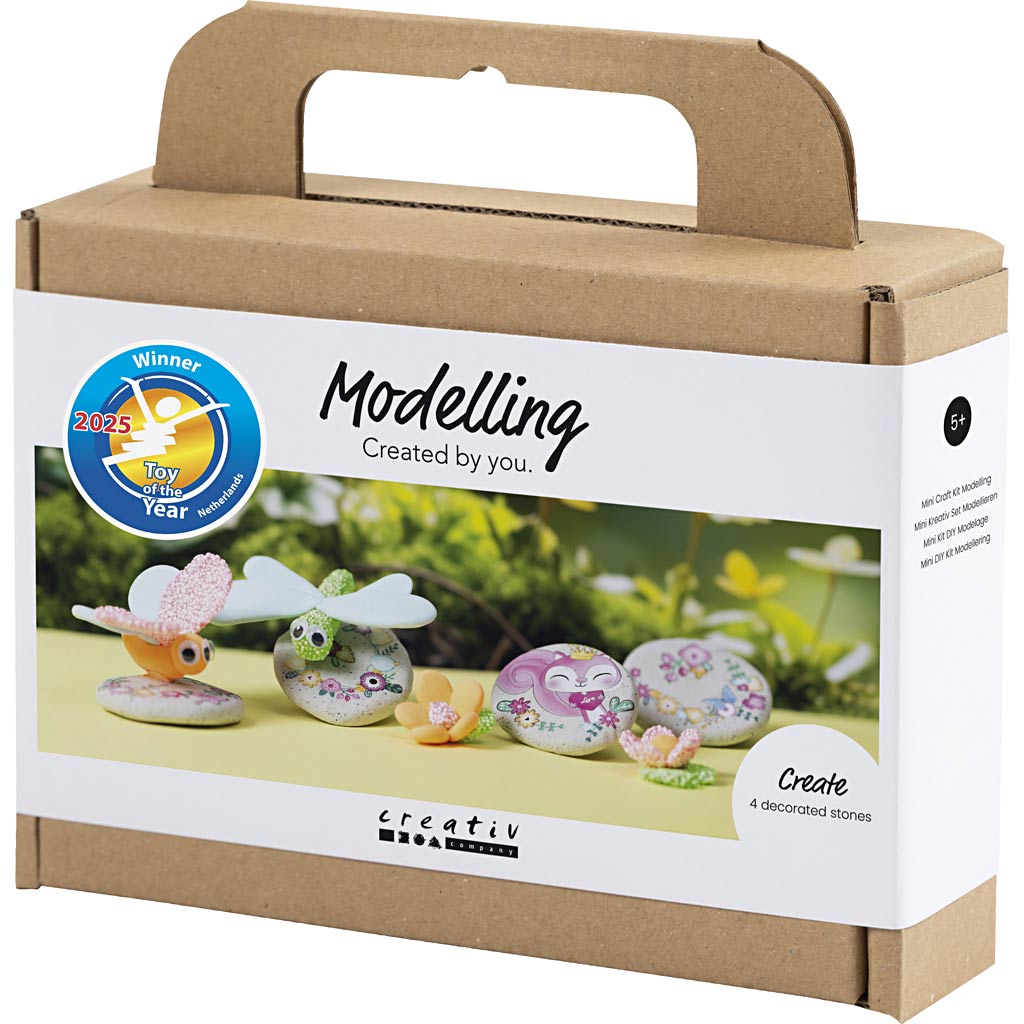 Mini DIY Kit Modellering, Sten med insekt, grå, lys pink, lys turkis, 1 pk. - Image 3