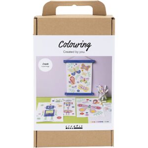DIY Kit Farvelægning, Sommerfugl og robot, glade farver, 1 pk.