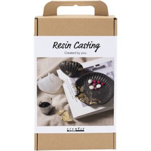 DIY Kit Resinstøbning, Musling, sort, guld, 1 pk.