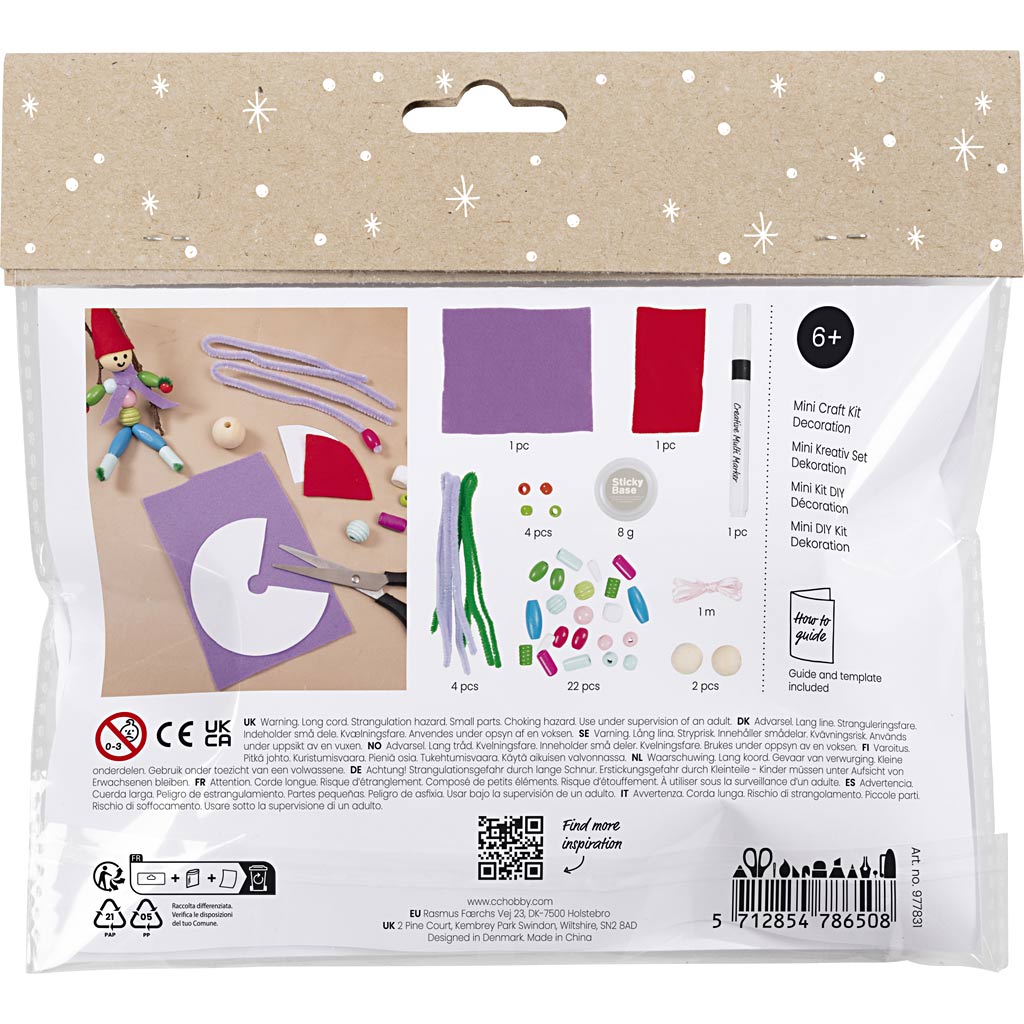Mini DIY Kit Dekoration, Nisser, ass. farver, 1 pk. - Image 2