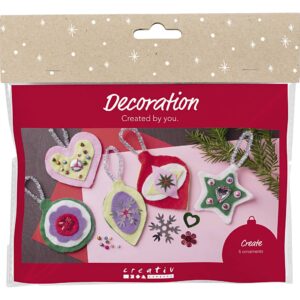 Mini DIY Kit Dekoration, Julepynt i filt, ass. farver, 1 pk.