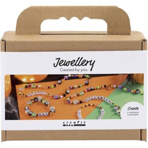 Mini DIY Kit Smykker, Halskæder og armbånd, halloweenfarver, 1 pk.