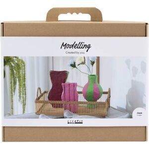 Maxi DIY Kit Modellering, Papmaché pulp vaser, ass. farver, 1 pk.