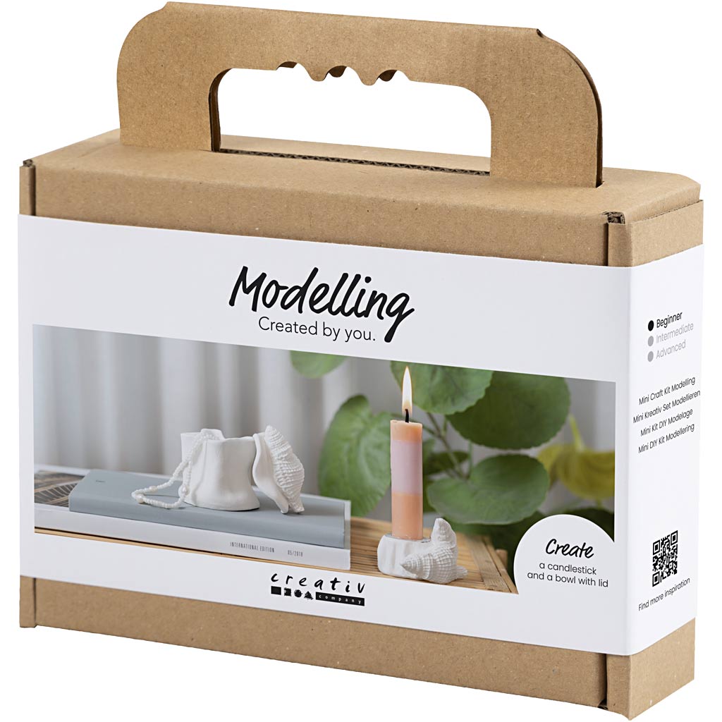 Mini DIY Kit Modellering, Lysestager med konkylier, off white, 1 pk. - Image 3