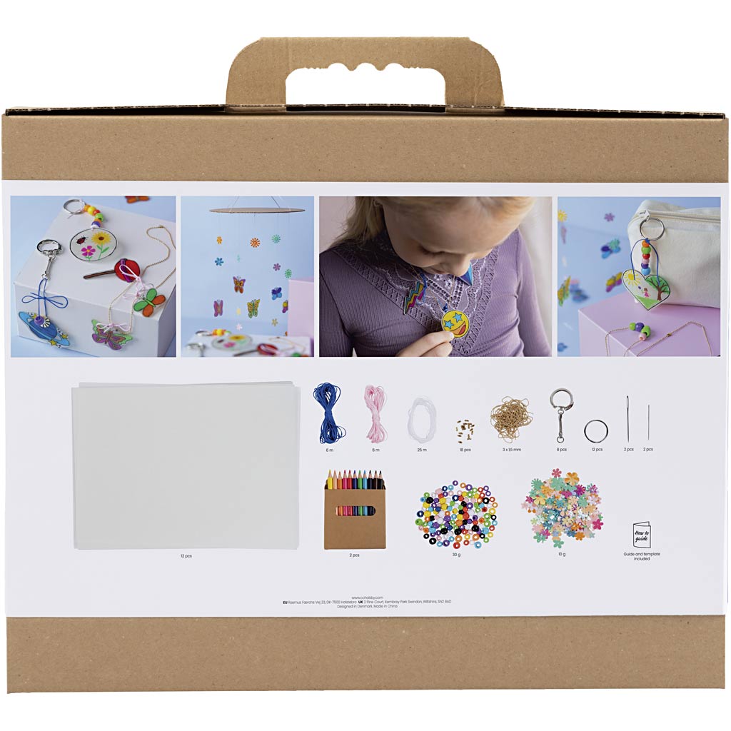 Gruppe DIY Kit Krympeplast, Uro, halskæde, armbånd, nøgleringe, ass. farver, 1 pk. - Image 2
