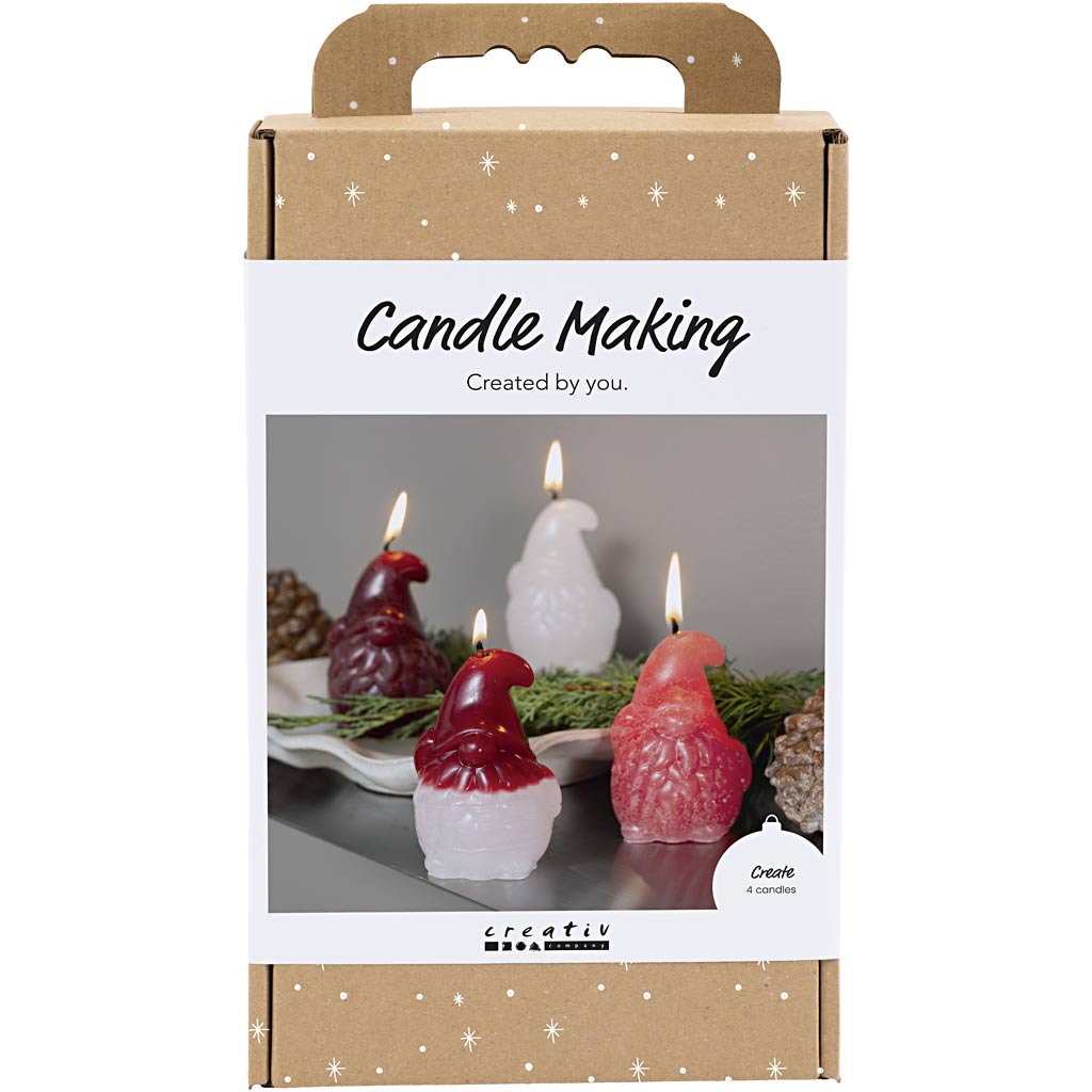 DIY Kit Lysstøbning, Julemand, mat transparent, rød, 1 pk.