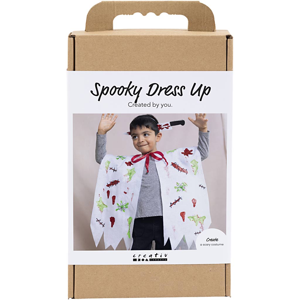 DIY Kit Spooky Udklædning, Kappe og hårbøjle, ass. farver, 1 pk.