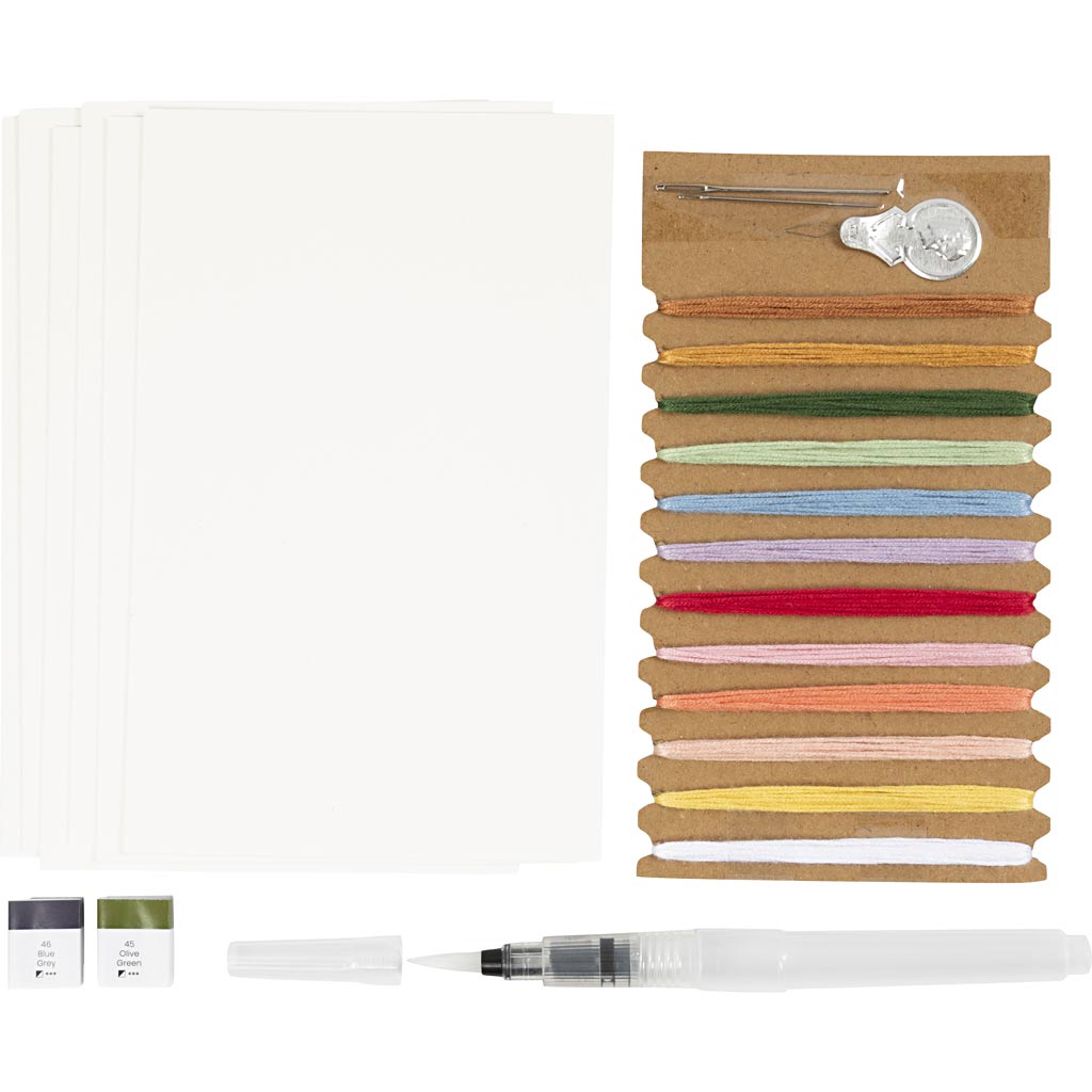 Mini DIY Kit Broderi, Malerier med broderi, ass. farver, 1 pk. - Image 4