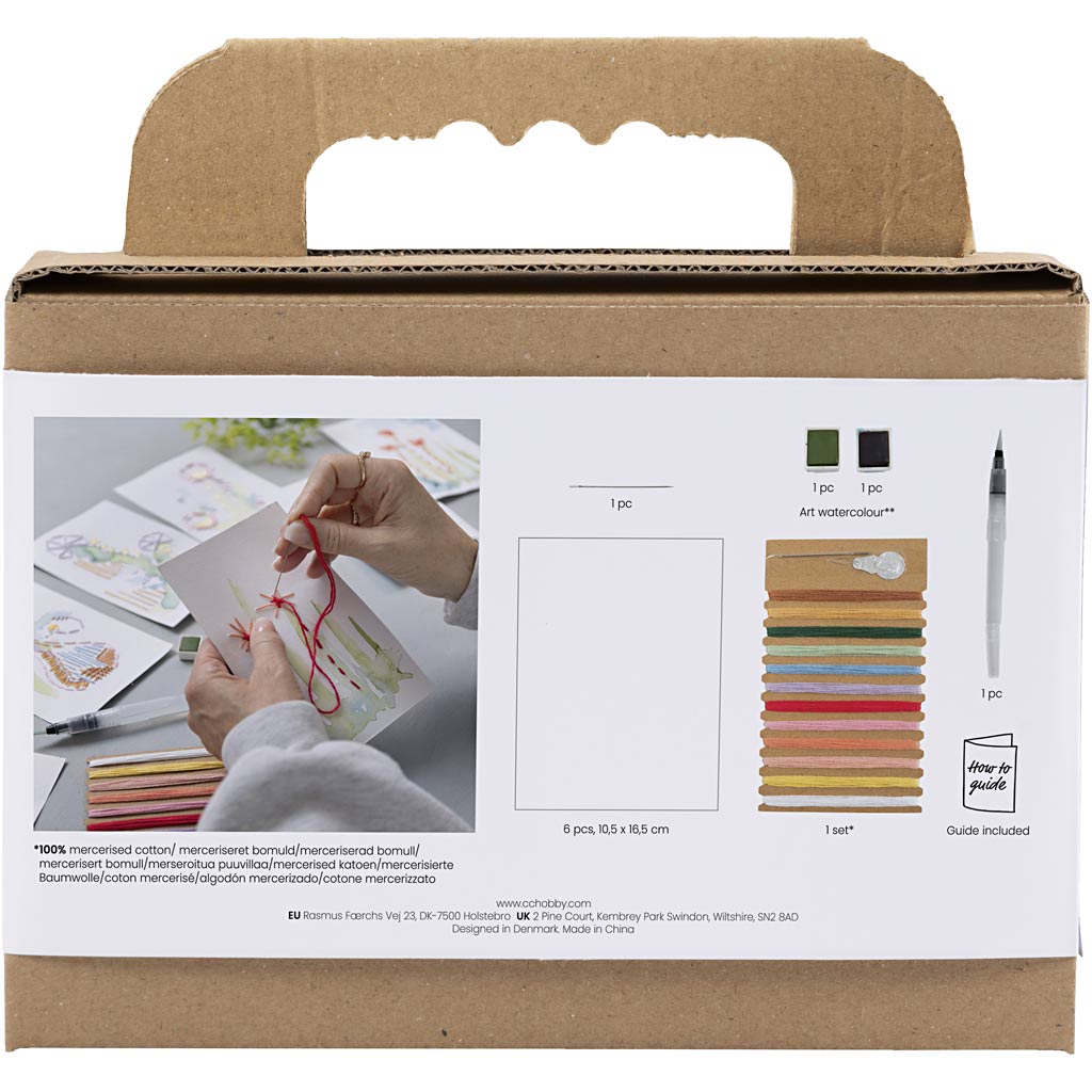 Mini DIY Kit Broderi, Malerier med broderi, ass. farver, 1 pk. - Image 2