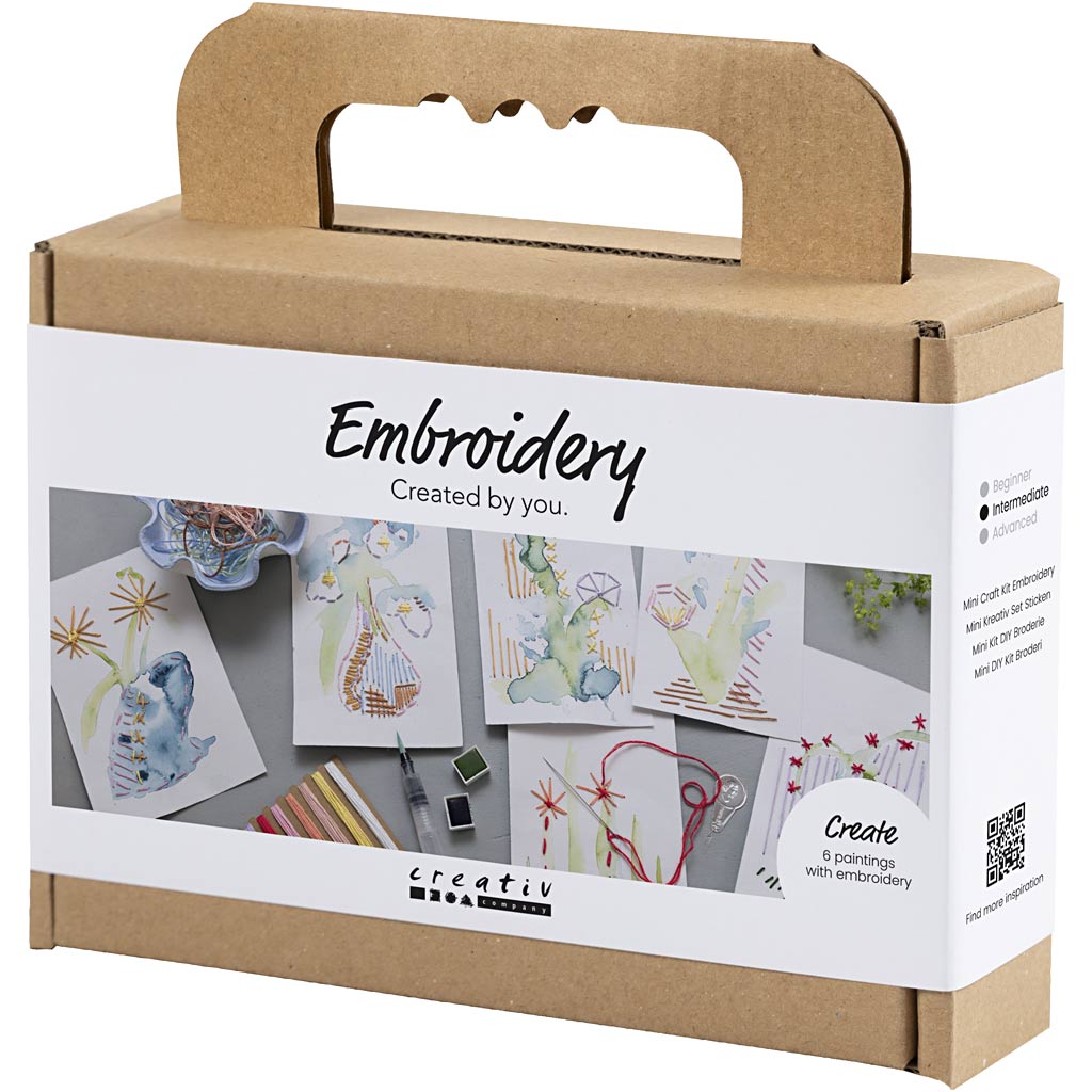 Mini DIY Kit Broderi, Malerier med broderi, ass. farver, 1 pk. - Image 3