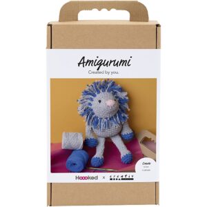 DIY Kit Amigurumi, Løve, marineblå, lys grå, 1 pk.