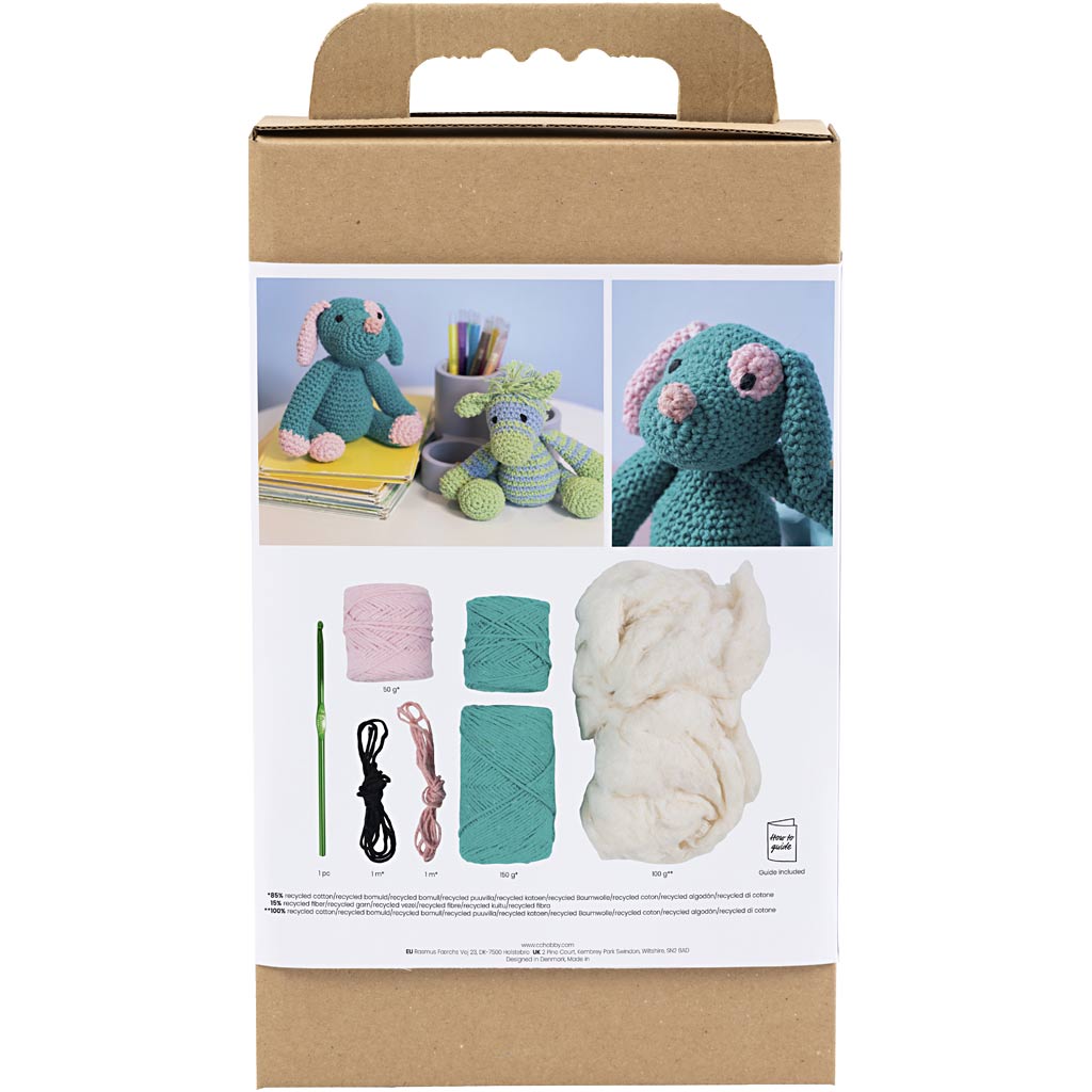DIY Kit Amigurumi, Hundehvalp, pastelpink, mørk turkis, 1 pk. - Image 2